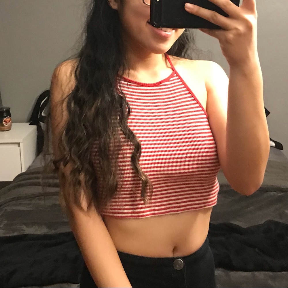 💕Red & White Striped Racerback Tank